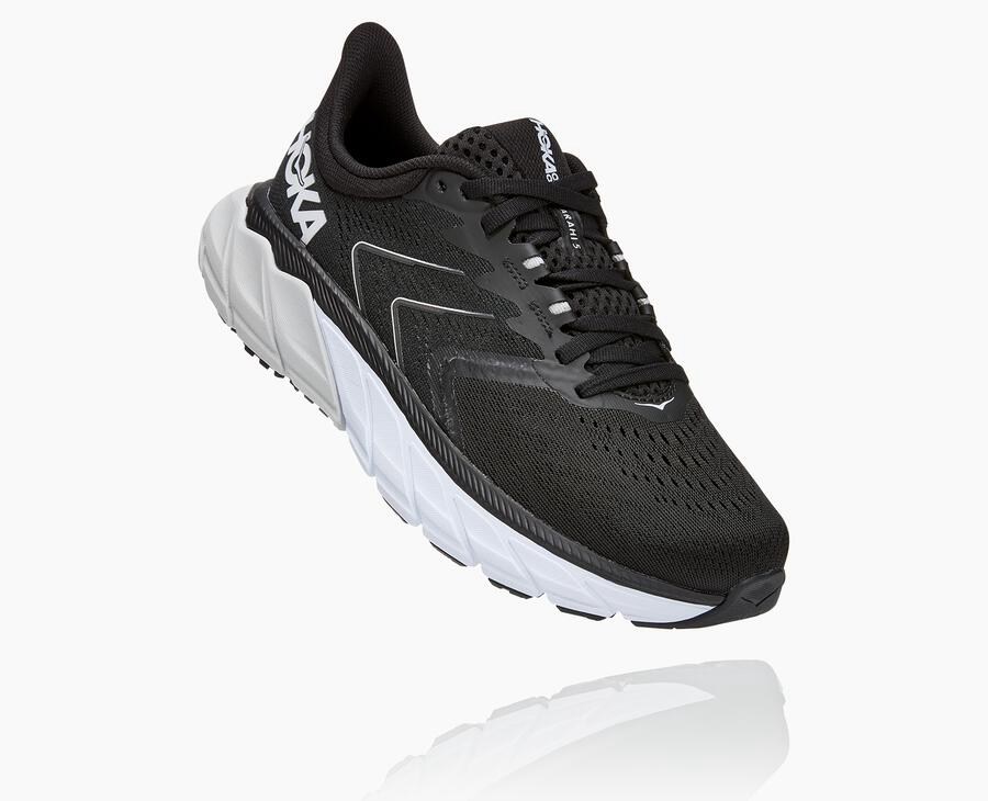 Hoka One One Womens Running Shoes - Arahi 5 - Black/White - MIXO49751